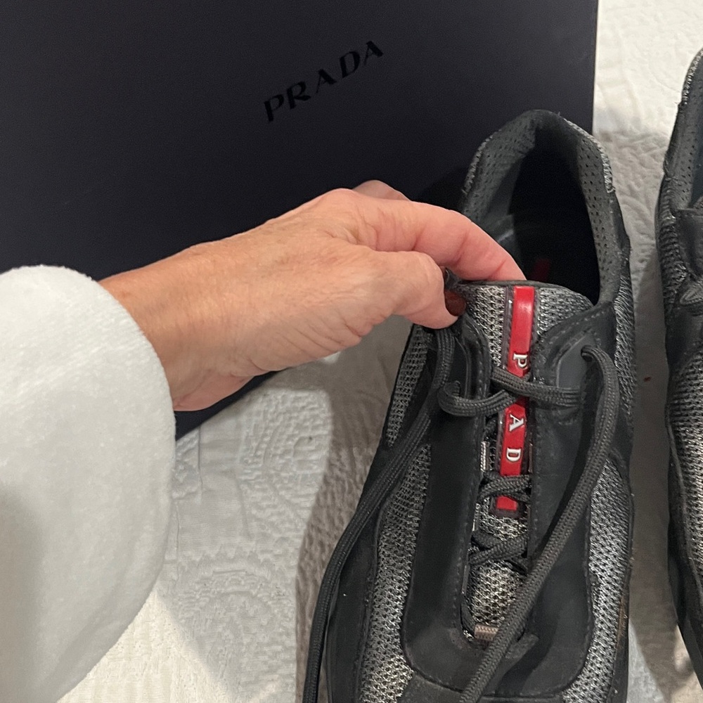 Prada Men's Black and Gray Sneakers - Picture 2 of 9